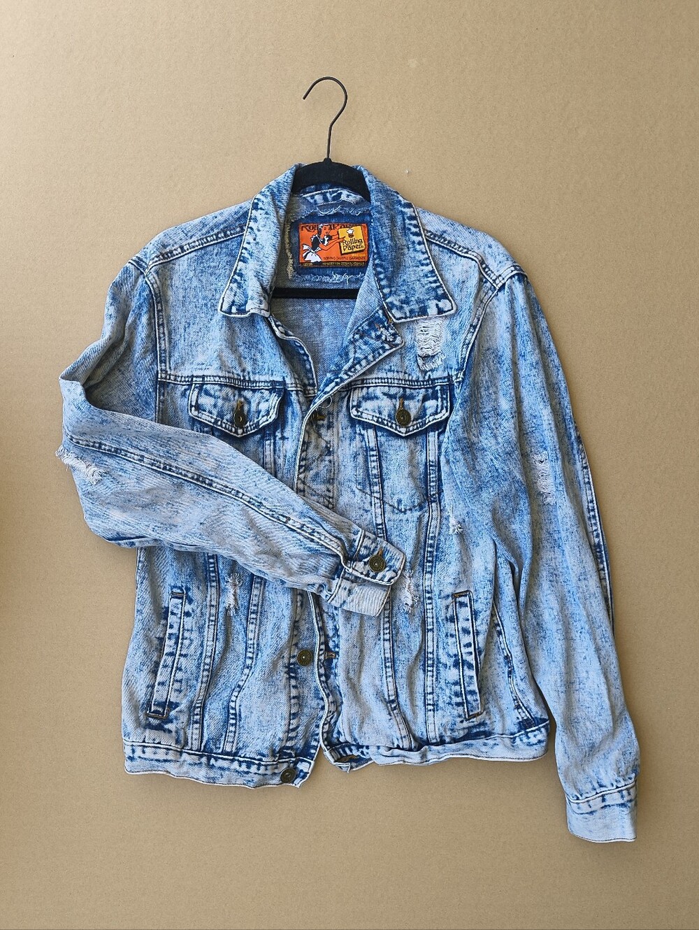 Acid Wash Denim Jacket - Light Blue